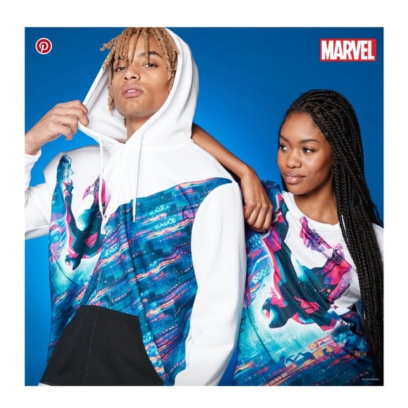 NWOT-Marvel hoodie adult White Spiderman Miles Morales Artist. - Picture 7 of 7